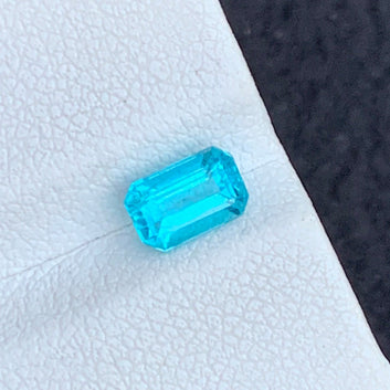 1.05 Carats Loose Blue Apatite, Neon Blue Apatite Stone Emerald Shape