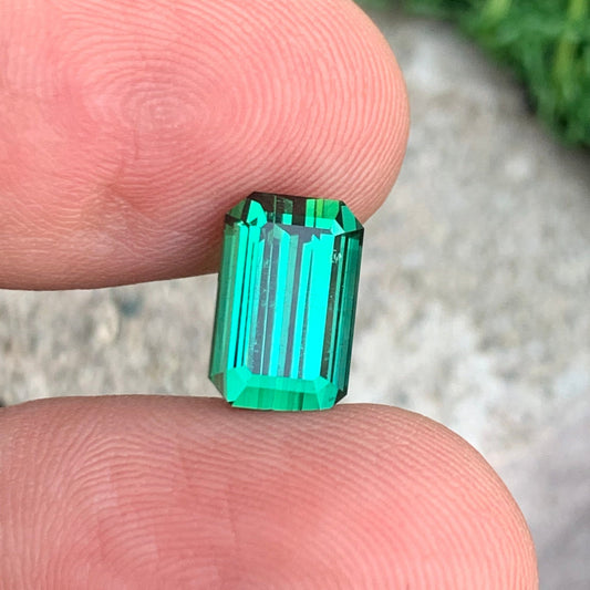 Natural Green Tourmaline, Emerald Cut 3.80 Carats – Rare Gemstone from Afghanistan