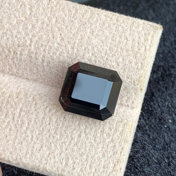 5.72 Carats Natural Black Tourmaline with Long Asscher Cut, 10.11 x 9.30 x 7.28 MM
