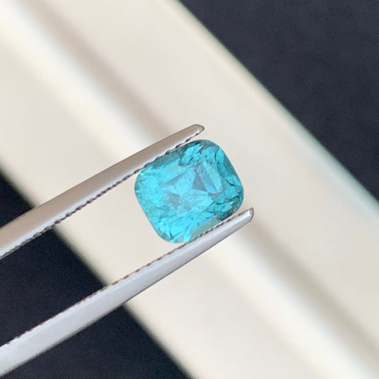 Natural Blue Tourmaline Gemstone, Cushion Cut 1.80 Carats