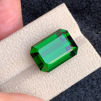 20.45 Carats Glamorous Vivid Green Tourmaline with Emerald Shape from Afghanistan