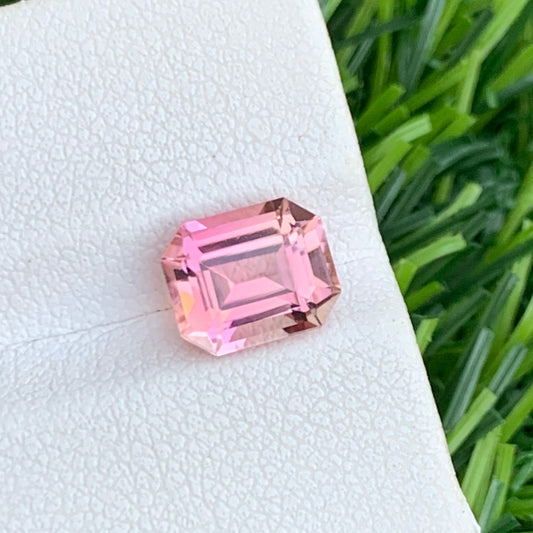 Pink Tourmaline Gemstone, Beautiful Pink Stone Emerald Cut 2.20 Carats