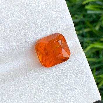 Loose Hessonite Garnet Gemstone, Cushion Cut 3.30 Carats