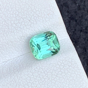 1.30 Carats Apple Green Tourmaline Gemstone, Rear Stone Cushion Cut