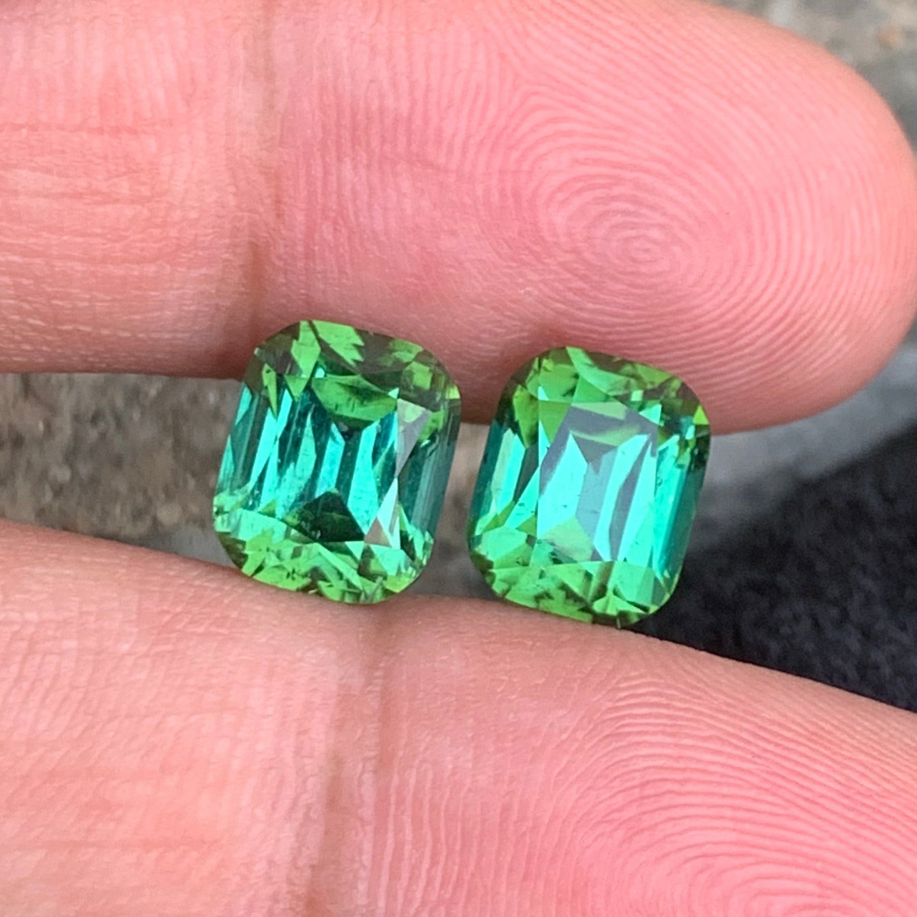 Bluish Green Tourmaline rings
Bluish Green Tourmaline pair