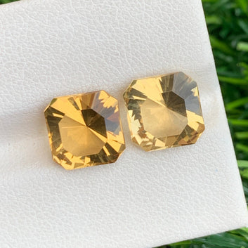 Loose Citrine Gemstone Pair for Jewelry, Fancy Cut 6.10 Carats