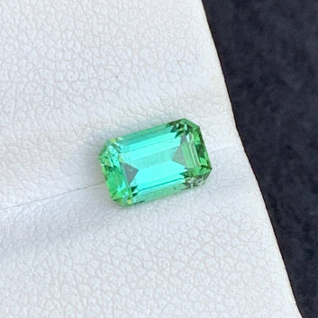 1.20 Carats Bluish Green Tourmaline, Rear Gemstone in Emerald Shape