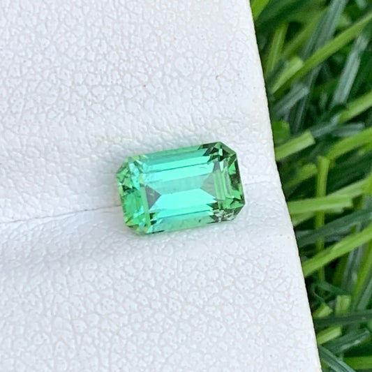 1.20 Carats Bluish Green Tourmaline, Rear Gemstone in Emerald Shape