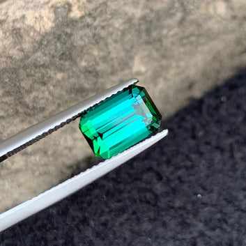 Bluish Green Tourmaline Gemstone, Emerald Cut 3.05 Carats