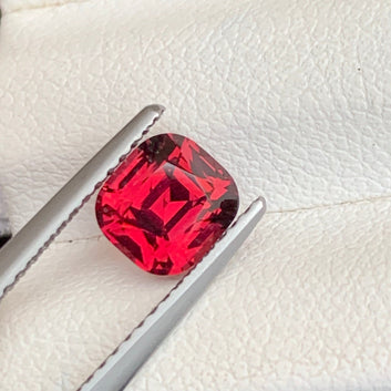 Pinkish Red Garnet Gemstone, Cushion Cut 1.35 Cts