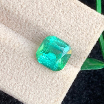 3.24 Carats Greenish Lagoon Tourmaline Gemstone with Cushion Shape from Afghanistan
