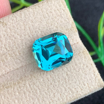 5.78 Carats High Quality Pure Neon Blue Tourmaline | Cushion Cut from Afghanistan