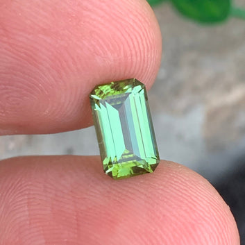 1.86 Carats Natural Yellow Green Tourmaline with fine Emerald Shape from Afghanistan