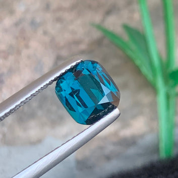 2.69 Carats Natural Dark Ink Blue Tourmaline Gemstone with Cushion Shape from Afghanistan
