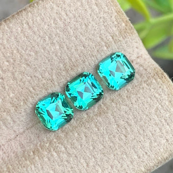 2.08 Carats Natural Lagoon Tourmaline Ring Set –  Cushion Cut | Lagoon tourmaline for Jewelry