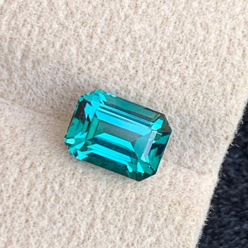 2.31 Carats Greenish Lagoon Tourmaline Gemstone with Emerald Shape with Loup Clean Clarity