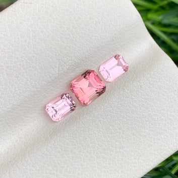 Loose Pink Tourmaline Ring Set, Emerald Cut 1.20 Carats