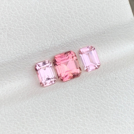 Loose Pink Tourmaline Ring Set, Emerald Cut 1.20 Carats
