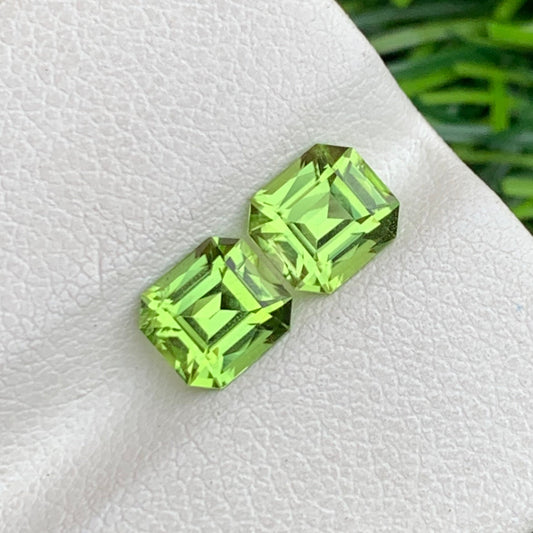 Gorgeous Green Peridot Pair for Earrings, Scissor Cut 2.15 Carats