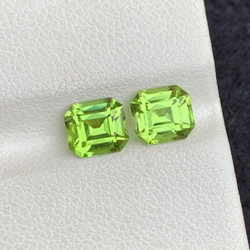 Gorgeous Green Peridot Pair for Earrings, Scissor Cut 2.15 Carats