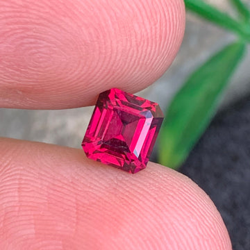 2.11 Carats Natural Pinkish Red Garnet Gemstone – Emerald Shape, 6.67 x 6.11 x 4.38 MM