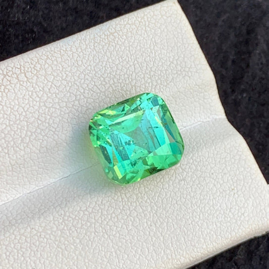 7.40 Carats Apple Green Tourmaline, Mint Green Tourmaline in Cushion Shape