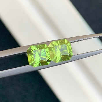 2.40 Carats Stunning Green Peridot Pair for Earrings, Emerald Radiant Cut