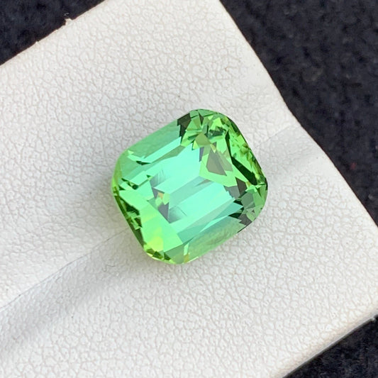 7.85 Carats Apple Green Tourmaline, Mint Green Tourmaline in Cushion Shape