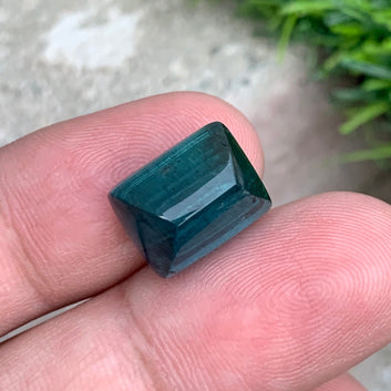 11.30 Carats Teal Blue Tourmaline Cabochon from Afghanistan, Rectangular Shape