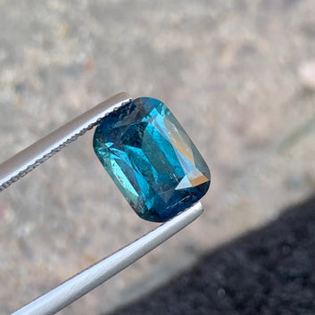 3.71 Carats Glamorous Ink Blue Tourmaline Gemstone with Cushion Shape from Afghanistan