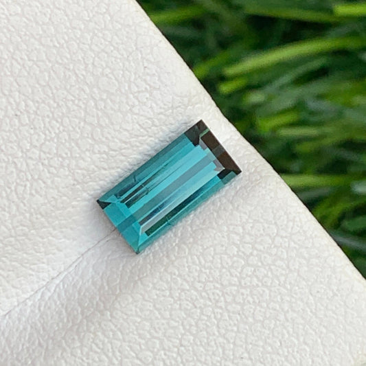 Indicolite Tourmaline from Afghanistan, Baguette Cut 1.00 Carat