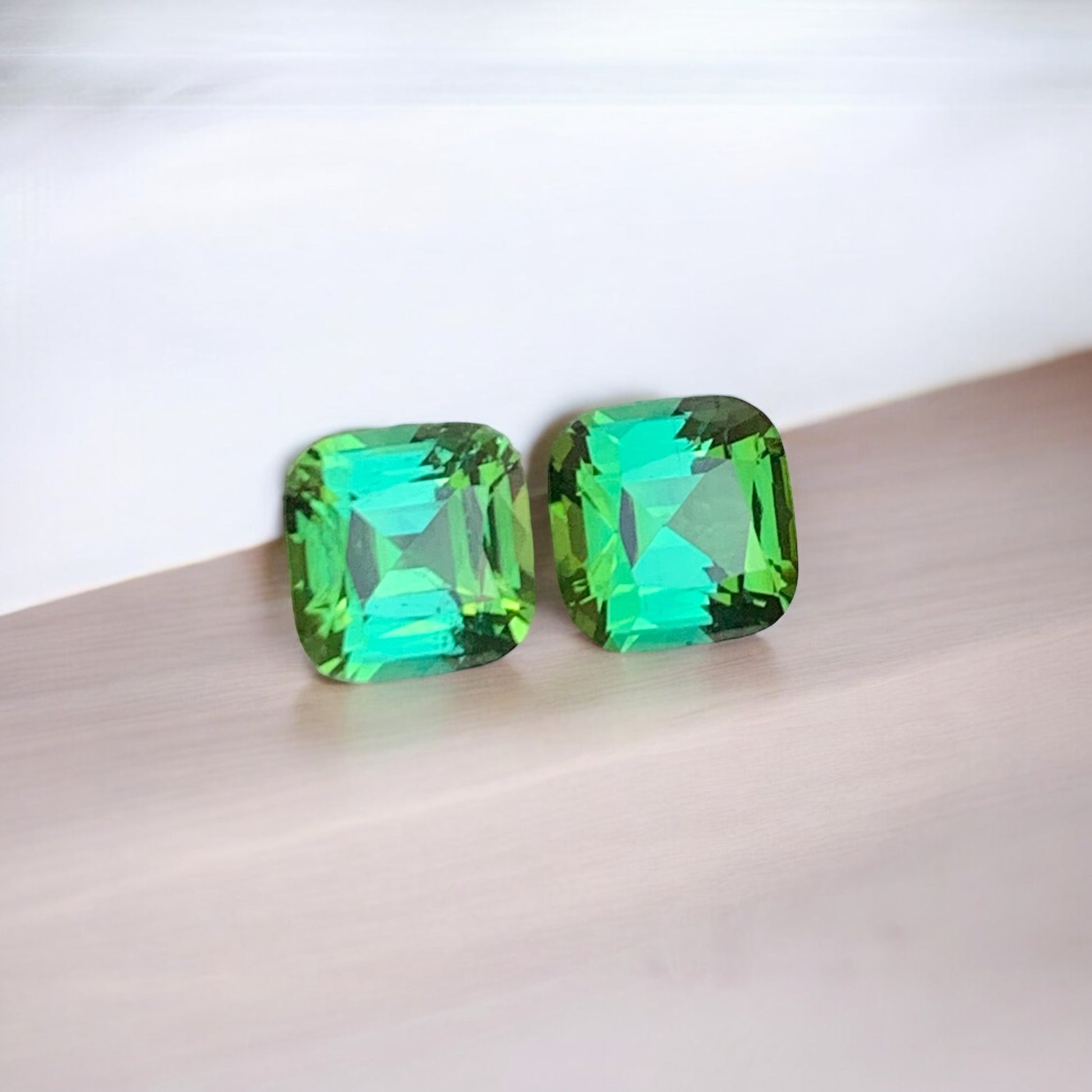 Faceted Bluish Green Tourmaline Pair