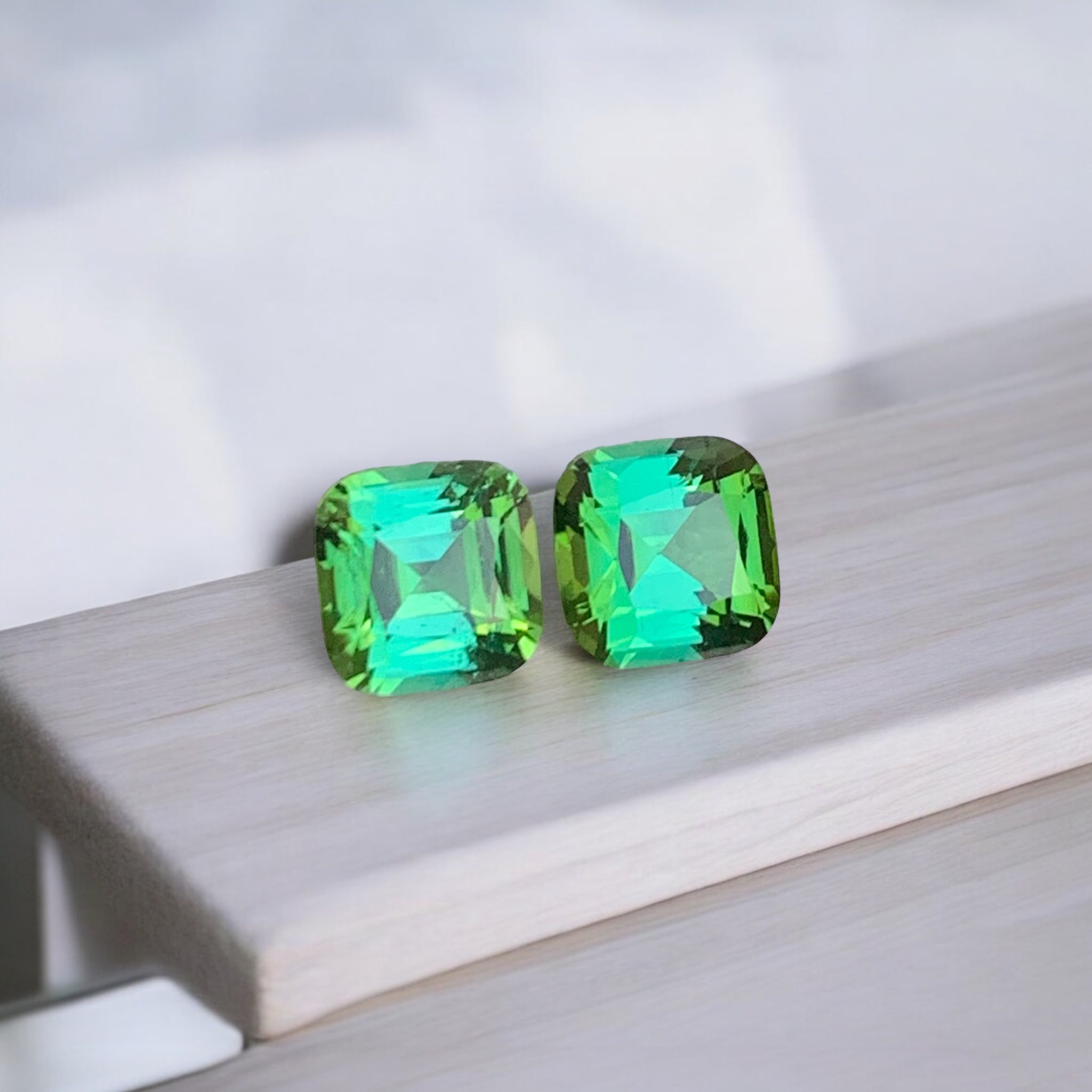 Bluish Green Tourmaline Pair