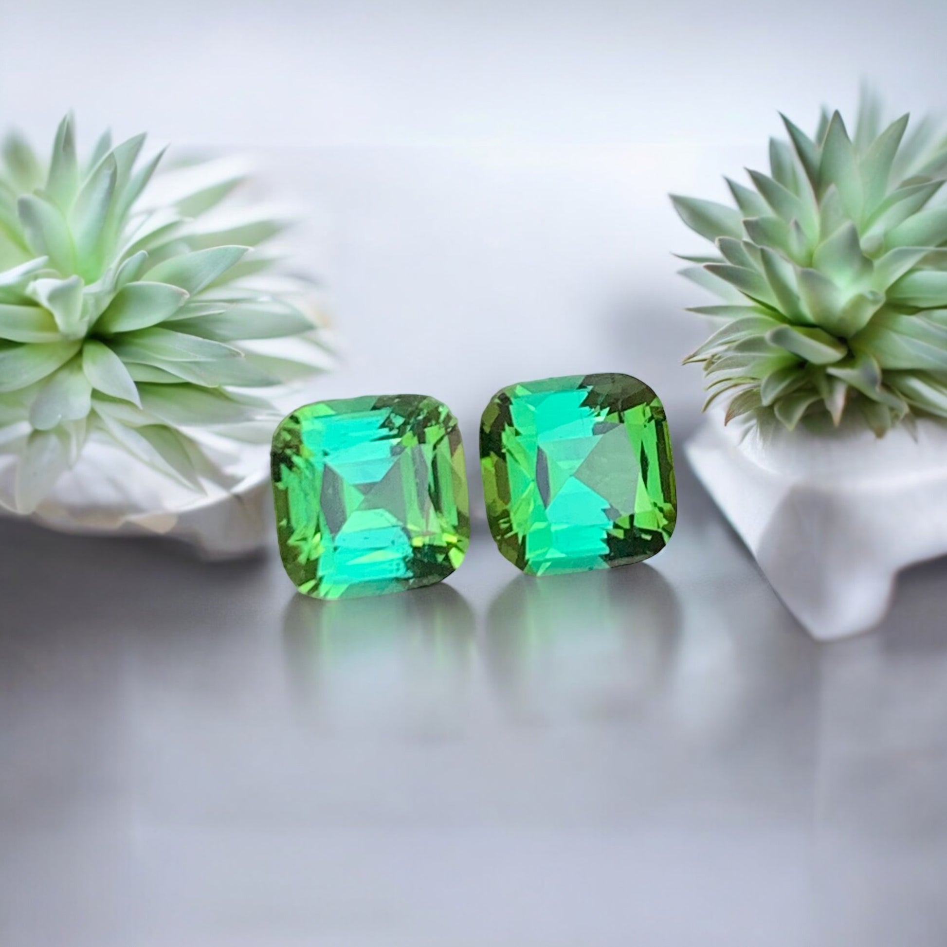 Bluish Green Gemstone Pair