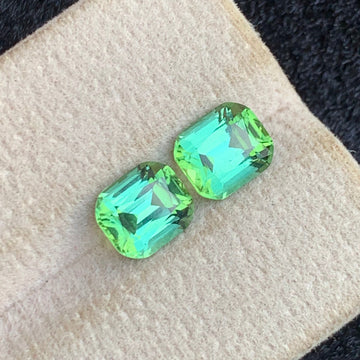 2.84 Carats Adorable Yellow bluish green tourmaline pair | Cushion Cut from Afghanistan