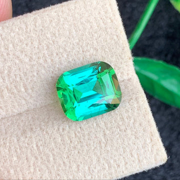 4.30 Carats Natural Bluish Green Tourmaline Gemstone with Cushion Shape from Afghanistan