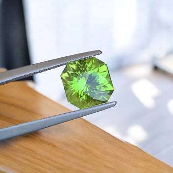 Natural Green Peridot Gemstone, Fancy Asscher  Cut 2.80 Carats