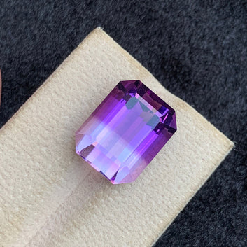 Luminous Bicolor Amethyst  – 13.15 Carats | Emerald Cut | Natural Bicolor Gemstone