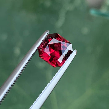 Red Garnet Gemstone, Emerald Square Princess Cut 1.35 Cts