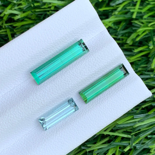 5.05 Carats Green Tourmaline Lot for Jewelry, Baguette Shape Tourmaline Lot