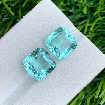 8.70 Carats Paraiba Tourmaline Pair, Paraiba Gemstone Earrings Pair Cushion Shape