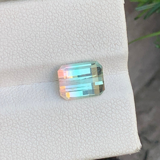 2.75 Carats Loose Bicolor Tourmaline, Soft Bicolor Gemstone in Pixel Shape