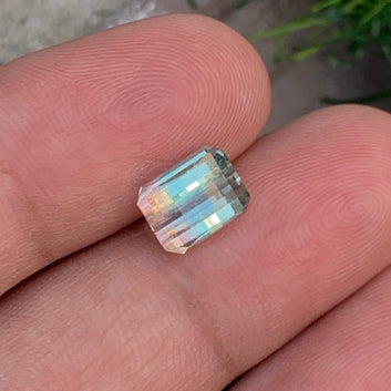 2.75 Carats Loose Bicolor Tourmaline, Soft Bicolor Gemstone in Pixel Shape