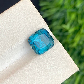 Loose Ink Blue Tourmaline Gemstone, Cushion Cut 3.10 Carats