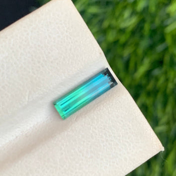 Gorgeous Bicolor Tourmaline Gemstone, Baguette Cut 1.30 Carats