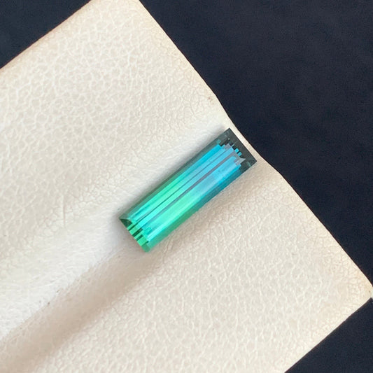 Gorgeous Bicolor Tourmaline Gemstone, Baguette Cut 1.30 Carats