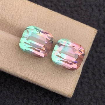 26.40 Carats Natural Bicolor Tourmaline Pair with Cushion Cut, Bicolor Tourmaline Earring