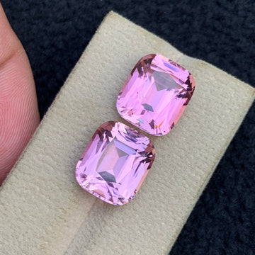 20.65 Carats High Quality Baby Pink Tourmaline Pair, Cushion Shape from Afghanistan