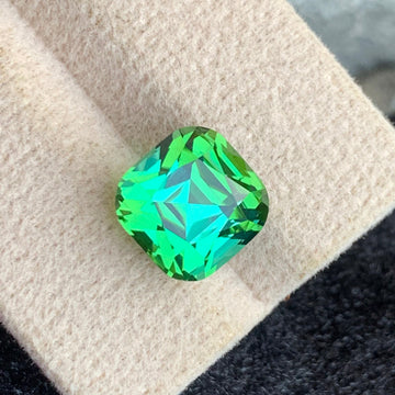 6.60 Carats Natural Bluish Green Tourmaline Gemstone with Charming Cushion Shape from Afghanistan