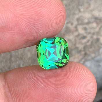 6.60 Carats Natural Bluish Green Tourmaline Gemstone with Charming Cushion Shape from Afghanistan
